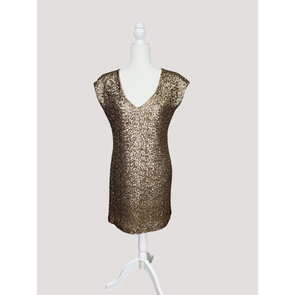 Sara Gambarelli Gold Sequin Open Back Dress Size 42 Size 6/8